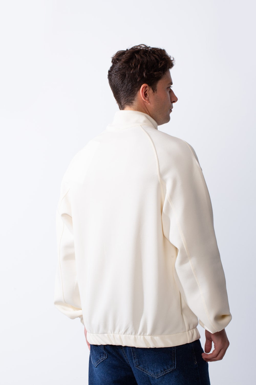 Men's Long Sleeves Full Zip Side Pockets High Collar Elasticated Waistband Slim Fit For Casual Look Sweatshirt