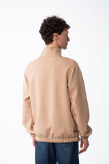 Men's Quarter-Zip Mock Neck Sweatshirt Front Panelled Construction With Curved Seam Detailed Elasticated Hem And Cuffs Side-Entry Pockets