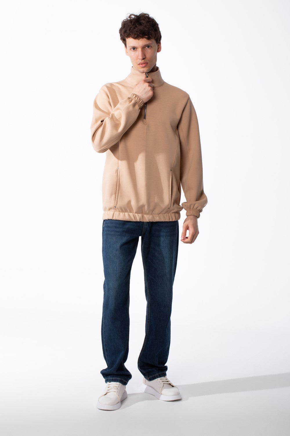 ゆきめ Men's Quarter-Zip Mock Neck Sweatshirt | Paneled Design – Tomato Store