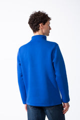 Men's Quarter-Zip Mock Neck Sweatshirt Detailed With Contrasting Metallic Zipper Branded Label Double Stitched Flat hem And Cuffs