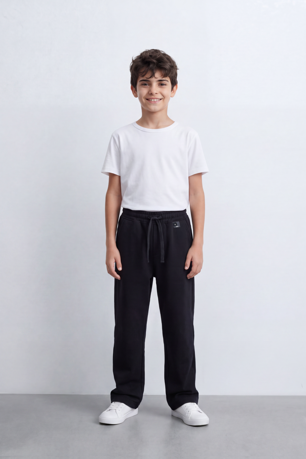Boy's Tomato Store Everyday Drift Sweatpants Smooth Matte Texture Pull On Waist Drawcord Detail Slant Pockets Back Patch Label