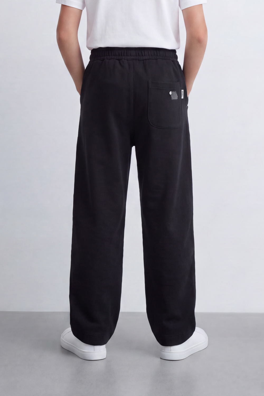 Boy's Tomato Store Everyday Drift Sweatpants Smooth Matte Texture Pull On Waist Drawcord Detail Slant Pockets Back Patch Label