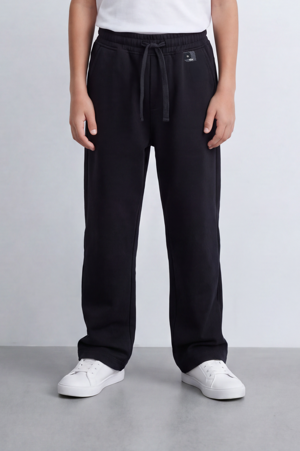 Boy's Tomato Store Everyday Drift Sweatpants Smooth Matte Texture Pull On Waist Drawcord Detail Slant Pockets Back Patch Label