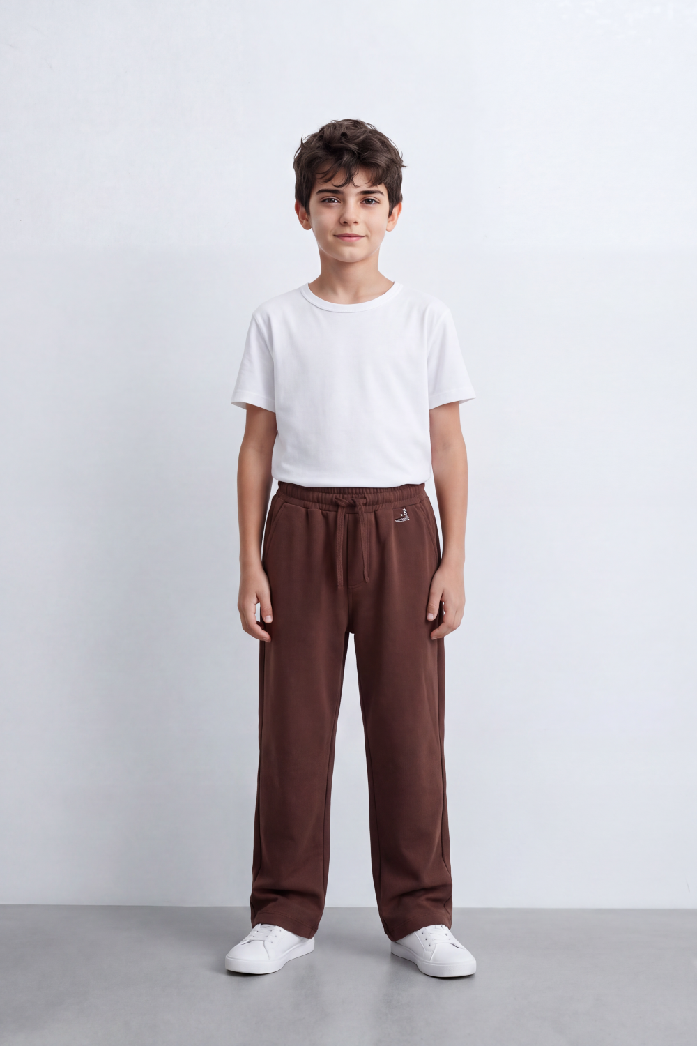 Boy's Tomato Store Everyday Drift Sweatpants Smooth Matte Texture Pull On Waist Drawcord Detail Slant Pockets Back Patch Label
