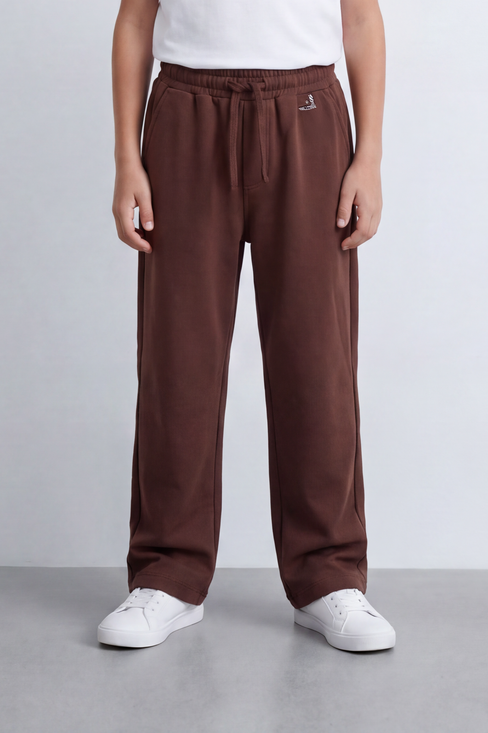 Boy's Tomato Store Everyday Drift Sweatpants Smooth Matte Texture Pull On Waist Drawcord Detail Slant Pockets Back Patch Label