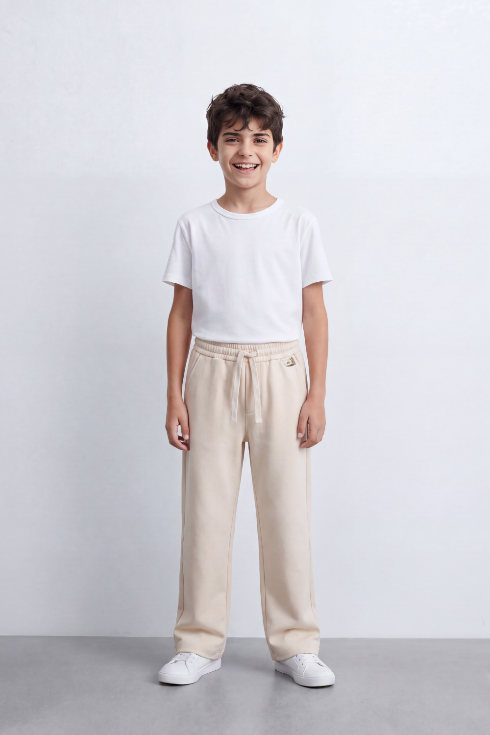 Boy's Tomato Store Everyday Drift Sweatpants Smooth Matte Texture Pull On Waist Drawcord Detail Slant Pockets Back Patch Label