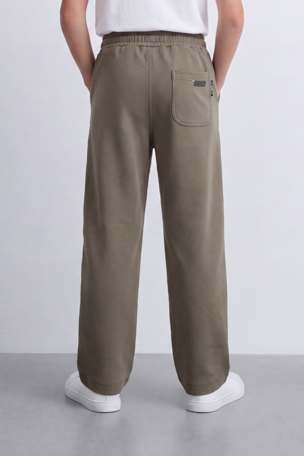Boy's Tomato Store Everyday Drift Sweatpants Smooth Matte Texture Pull On Waist Drawcord Detail Slant Pockets Back Patch Label