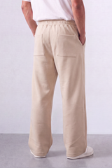 Men’s Tomato Store Soft Flow Sweatpants Smooth Brushed Texture Elastic Drawcord Waist Side Pockets Back Patch Pockets