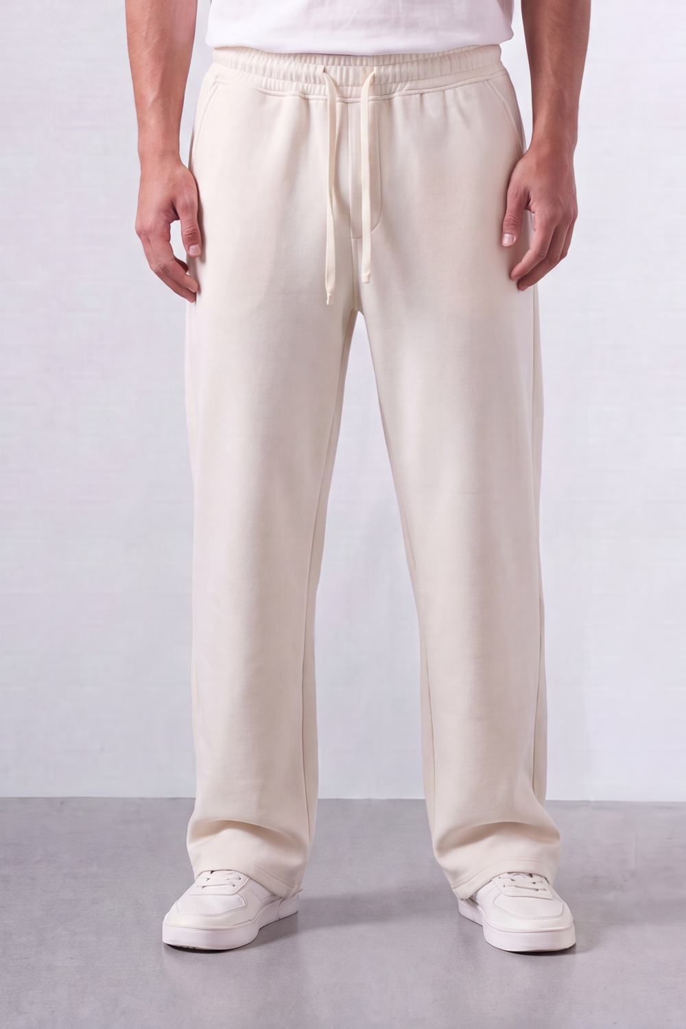 Men’s Tomato Store Soft Flow Sweatpants Smooth Brushed Texture Elastic Drawcord Waist Side Pockets Back Patch Pockets