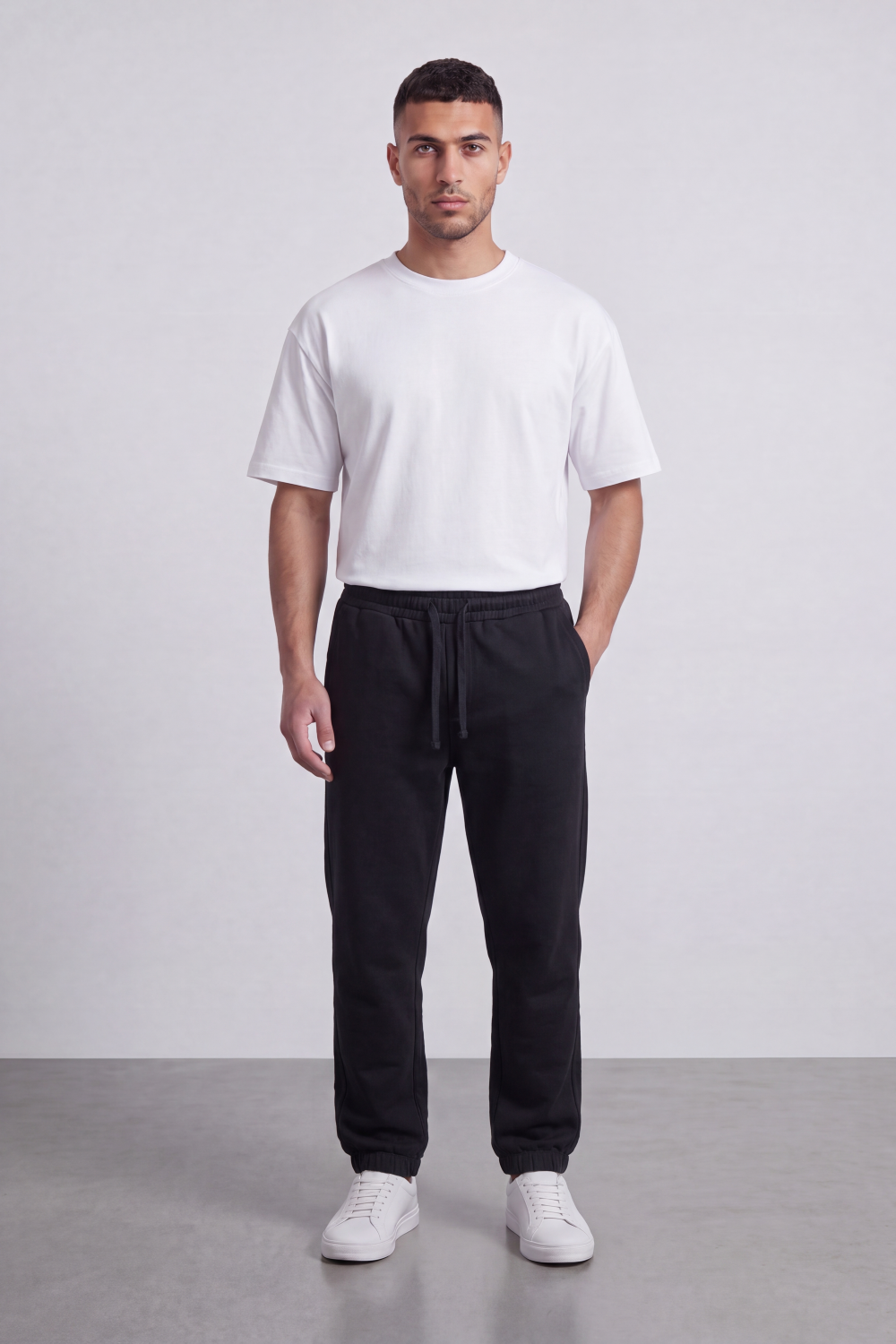 Men’s Tomato Store Lounge Route Jogger Oversize Sweatpants Soft Brushed Surface Clean Minimal Body Elastic Waist Drawcord Detail