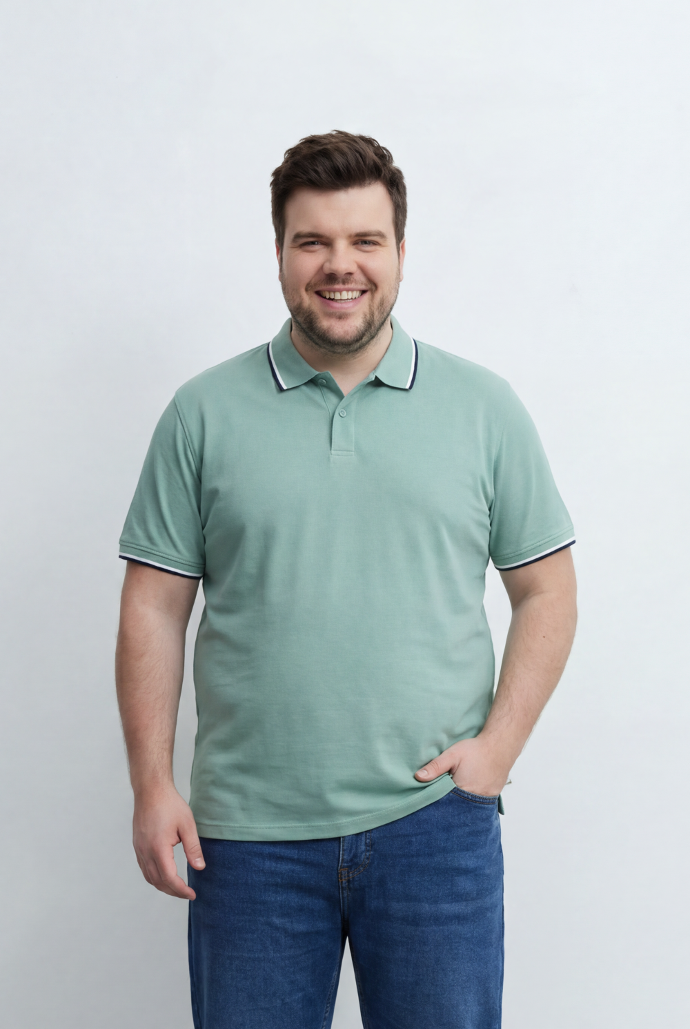 Men’s Tomato Store Big Size Polo Crafted Contrast Tipping Details On Collar And Sleeves