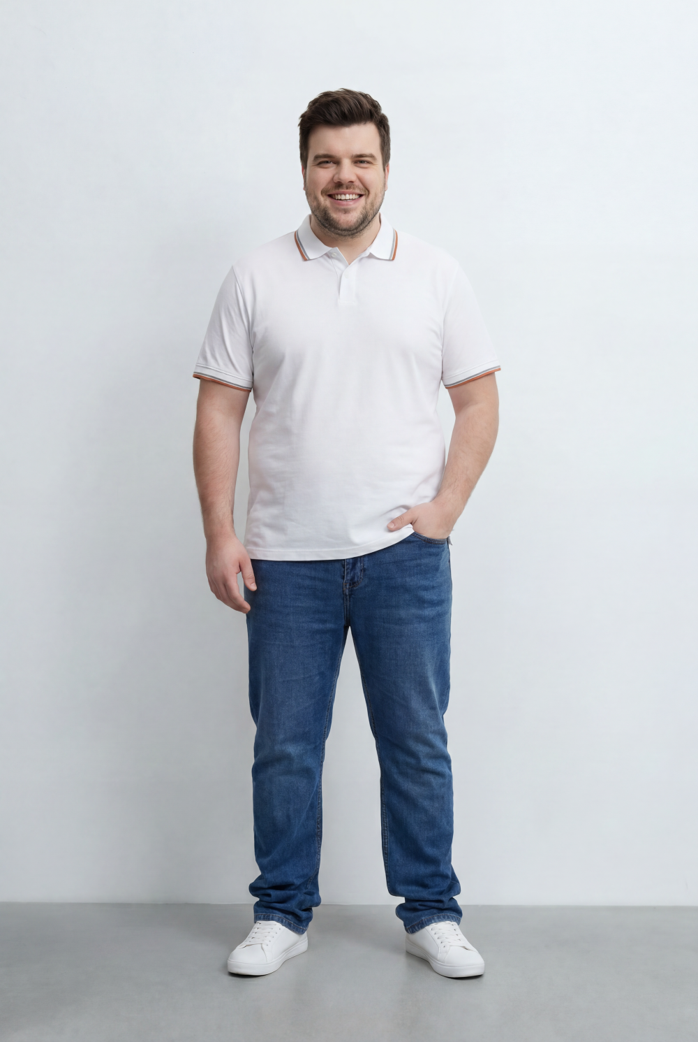 Men’s Tomato Store Big Size Polo Crafted Contrast Tipping Details On Collar And Sleeves