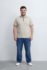 Men’s Tomato Store Big Size Zip Polo Featuring A Modern Half Zip Neckline, Contrast Tipping Details