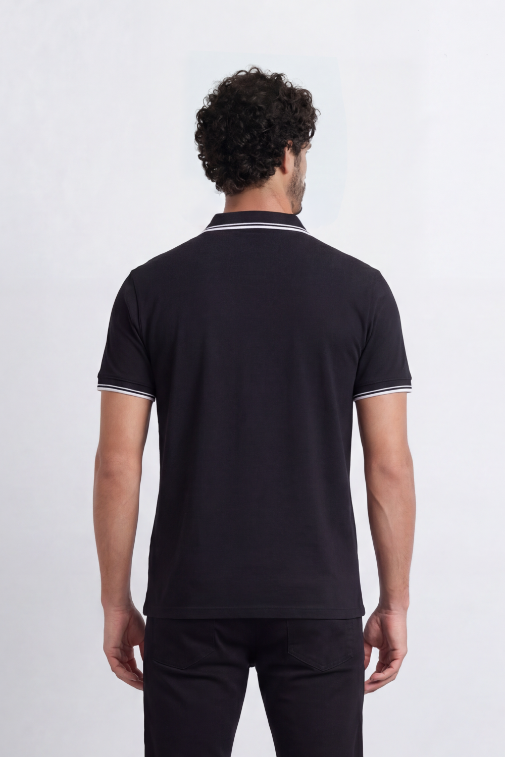 Men’s Tomato Store Zip Trim T-Shirt Polo Clean Solid Surface With Fine Micro Grain Texture Half Zip Front Contrast Tipping Trims Slim Fit