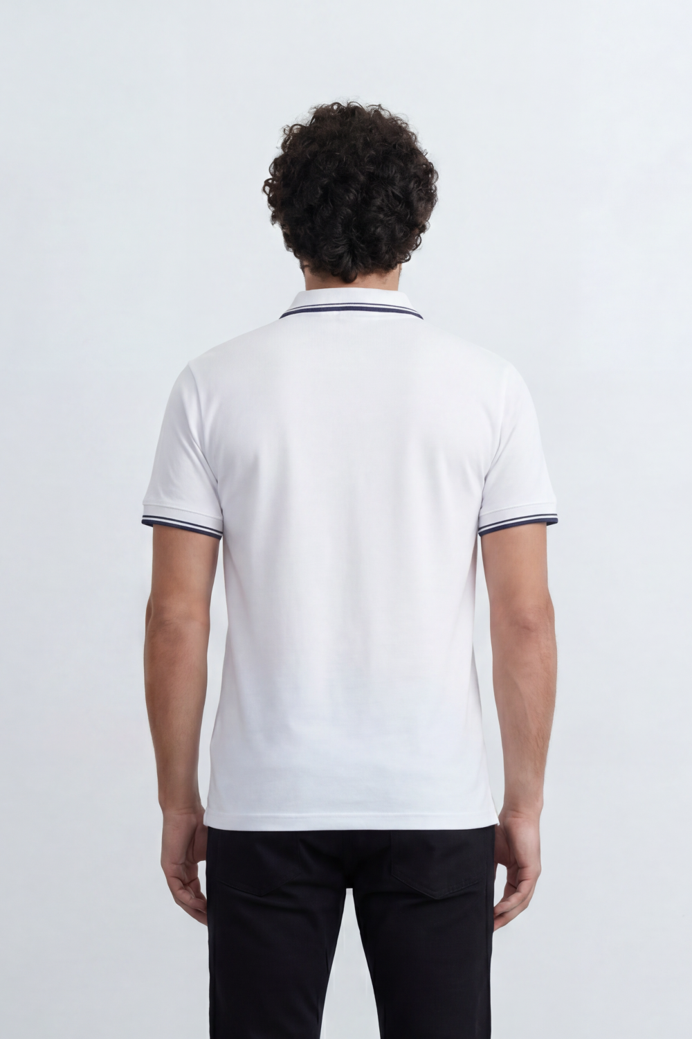 Men’s Tomato Store Zip Trim T-Shirt Polo Clean Solid Surface With Fine Micro Grain Texture Half Zip Front Contrast Tipping Trims Slim Fit