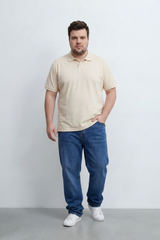 Men’s Tomato Store Soft Placket Polo T-Shirt Fine Grain Texture Covers The Plain Body Button Detail Big Size