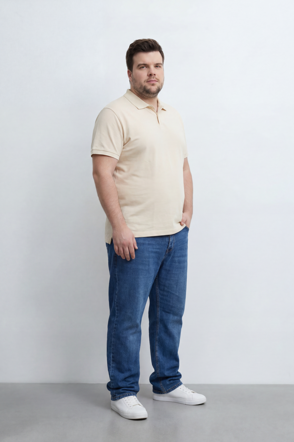 Men’s Tomato Store Soft Placket Polo T-Shirt Fine Grain Texture Covers The Plain Body Button Detail Big Size