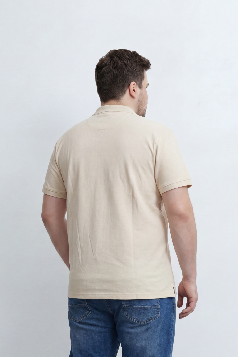 Men’s Tomato Store Soft Placket Polo T-Shirt Fine Grain Texture Covers The Plain Body Button Detail Big Size