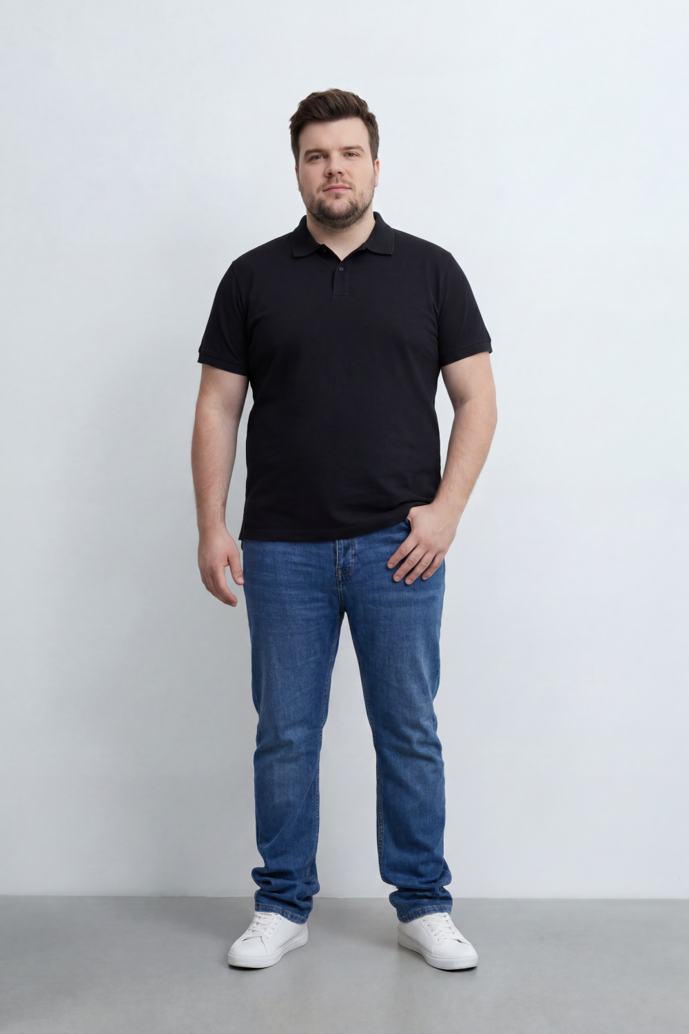 Men’s Tomato Store Soft Placket Polo T-Shirt Fine Grain Texture Covers The Plain Body Button Detail Big Size