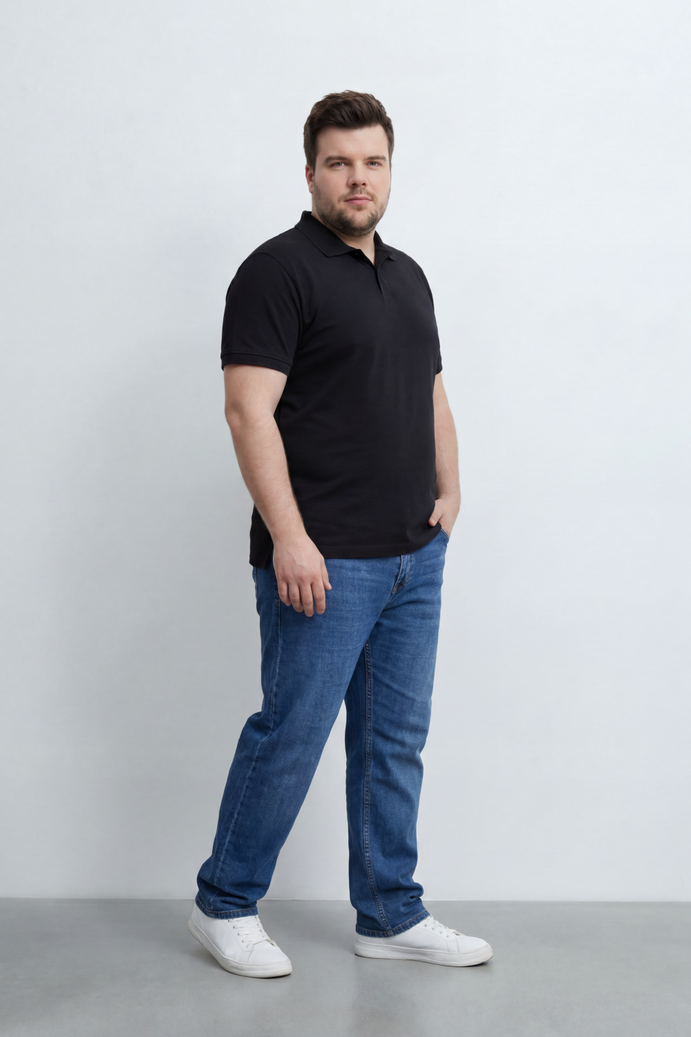Men’s Tomato Store Soft Placket Polo T-Shirt Fine Grain Texture Covers The Plain Body Button Detail Big Size