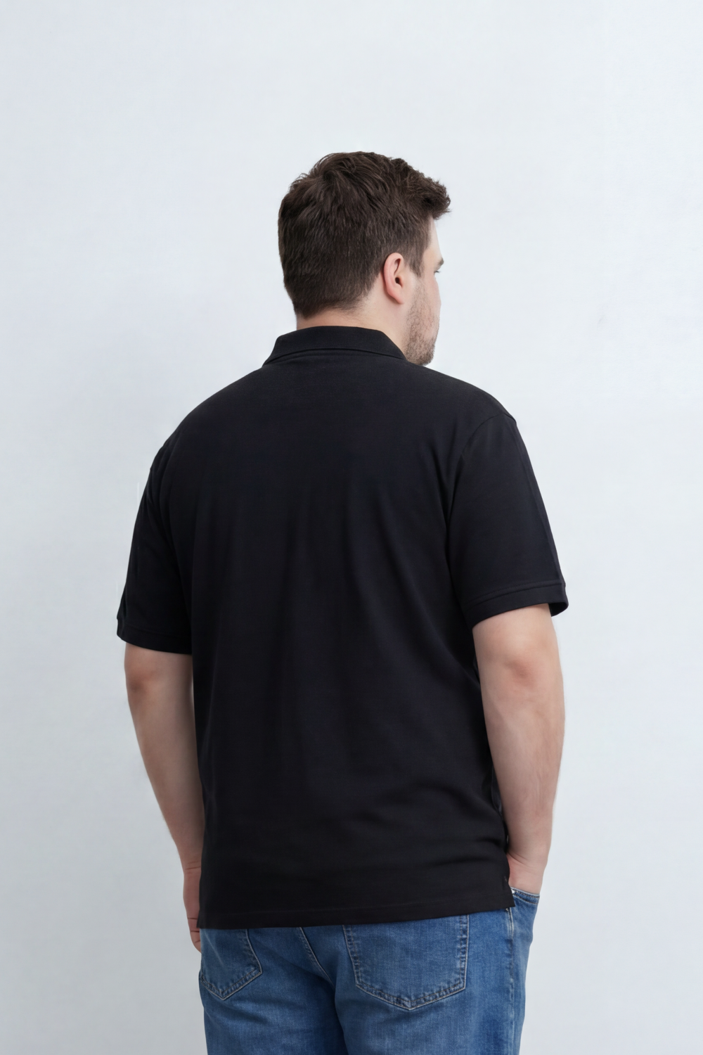 Men’s Tomato Store Soft Placket Polo T-Shirt Fine Grain Texture Covers The Plain Body Button Detail Big Size