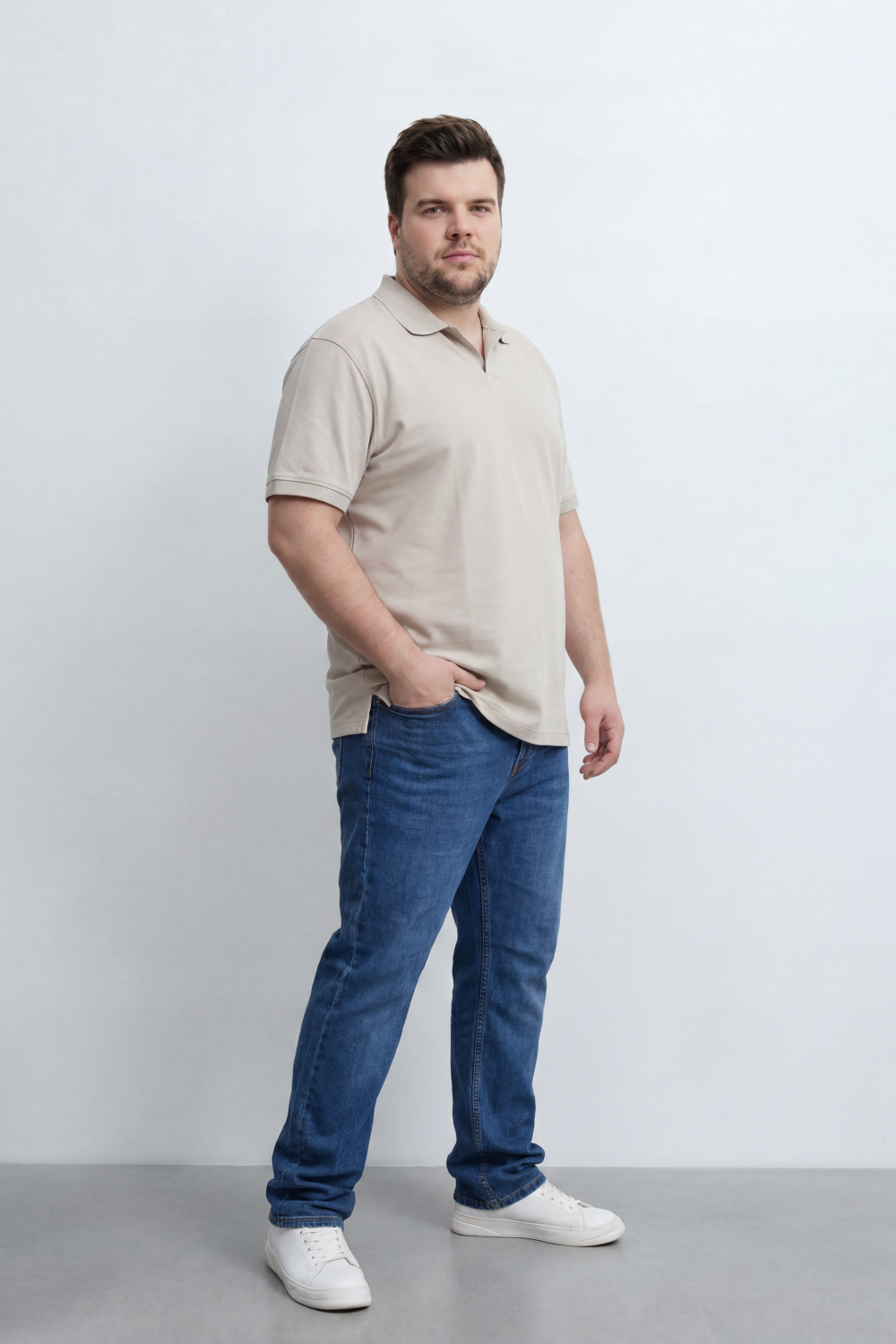 Men’s Tomato Store Soft Placket Polo T-Shirt Fine Grain Texture Covers The Plain Body Button Detail Big Size