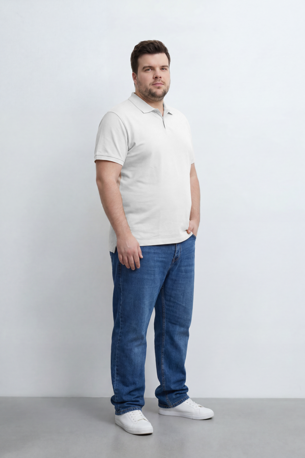 Men’s Tomato Store Soft Placket Polo T-Shirt Fine Grain Texture Covers The Plain Body Button Detail Big Size