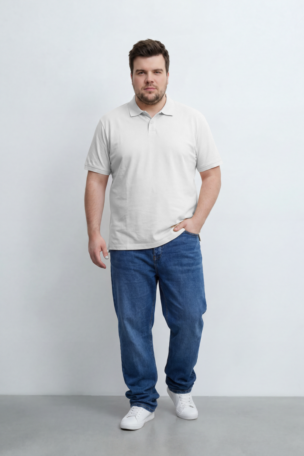 Men’s Tomato Store Soft Placket Polo T-Shirt Fine Grain Texture Covers The Plain Body Button Detail Big Size