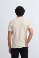 Men’s Tomato Store Clean Placket Polo T-Shirt Fine Micro Grain Surface Across Plain Body Open Placket Detail