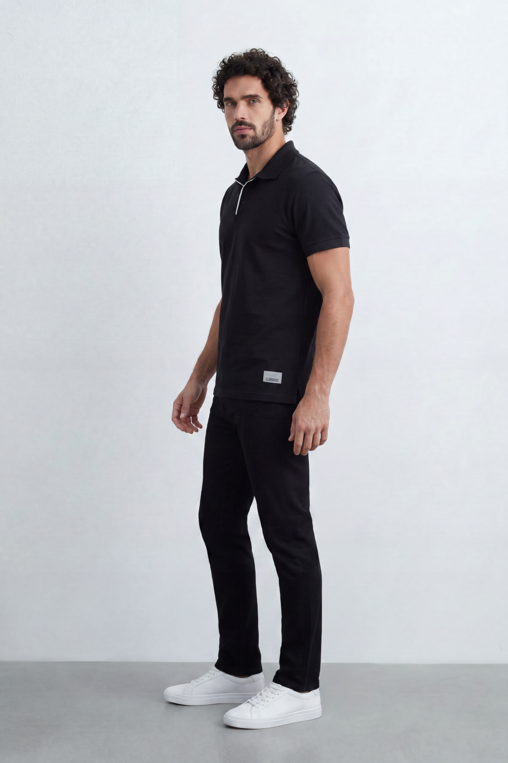 Men’s Tomato Store Clean Placket Polo T-Shirt Fine Micro Grain Surface Across Plain Body Open Placket Detail