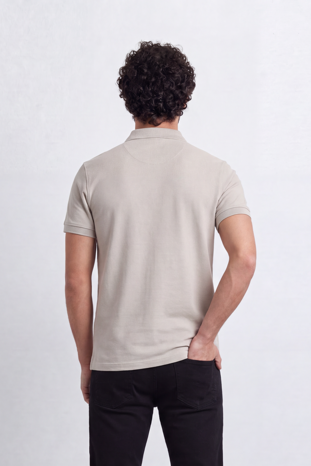 Men’s Tomato Store Clean Placket Polo T-Shirt Fine Micro Grain Surface Across Plain Body Open Placket Detail