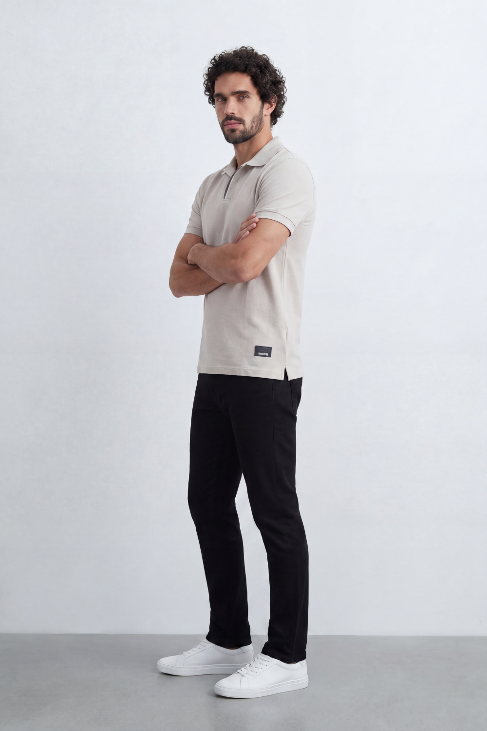 Men’s Tomato Store Clean Placket Polo T-Shirt Fine Micro Grain Surface Across Plain Body Open Placket Detail