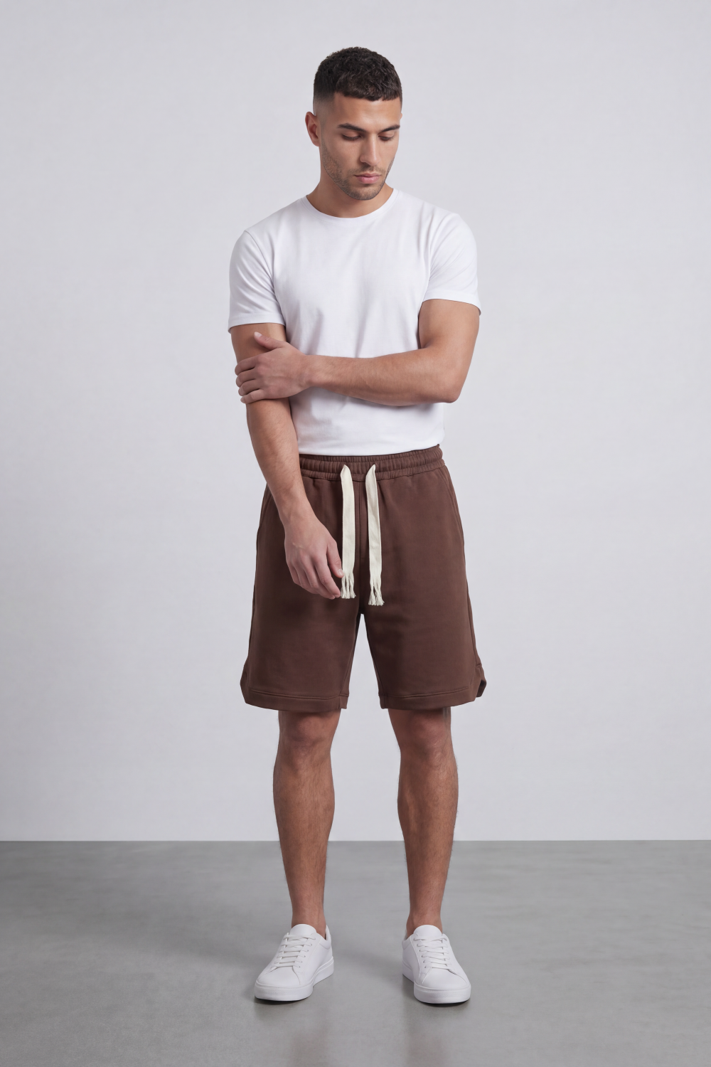 Men’s Tomato Store Harbor Lounge Shorts Clean Washed Surface With Soft Brushed Texture Elastic Waist Rope