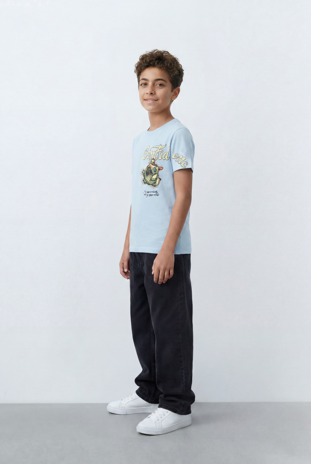 Boy's Tomato Store Artistic Graphic T-Shirt Confidence Typography Print Abstract Character Detail