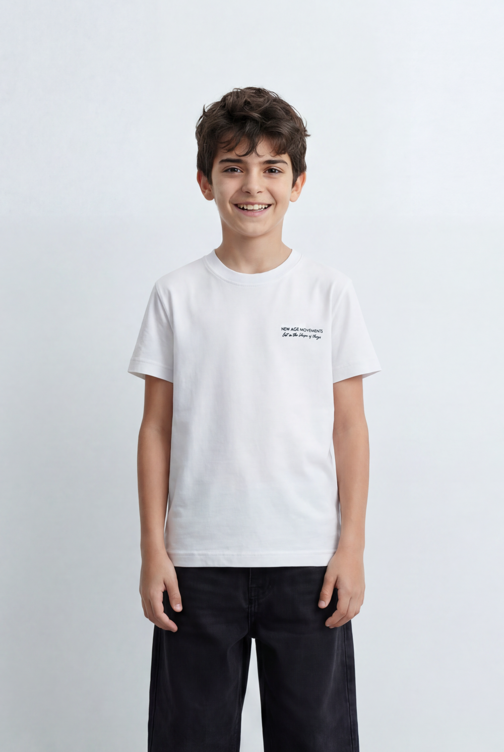 Boy's Back Graphic T-Shirt Showcasing Raised Geometric Artwork Typography Print