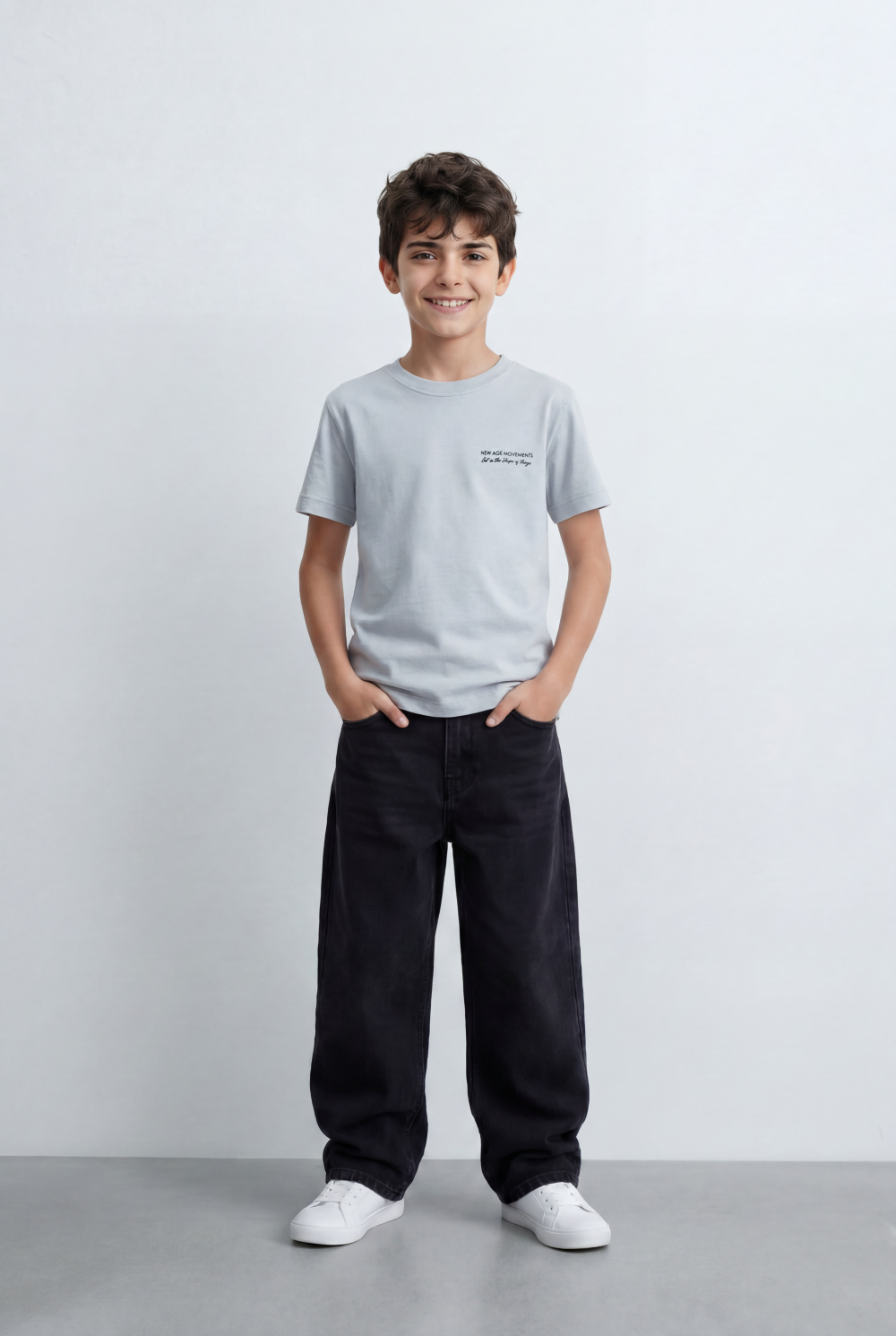Boy's Back Graphic T-Shirt Showcasing Raised Geometric Artwork Typography Print