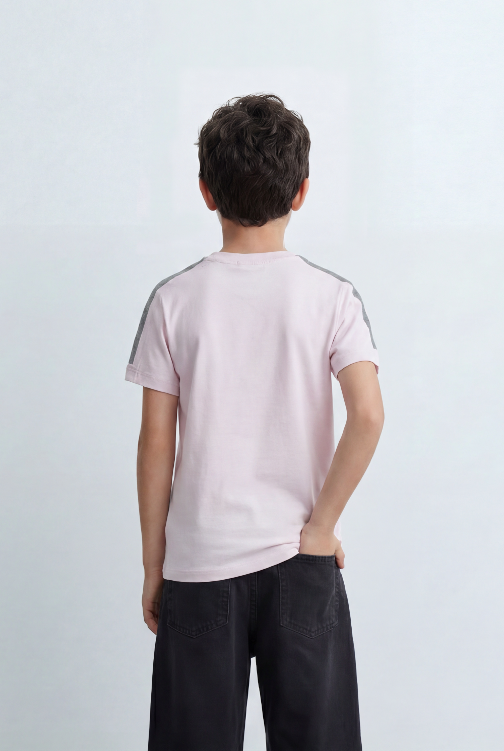 Boy's Graphic T-Shirt Bold Strengths Typography Print Contrast Shoulder Tape Details Turn Up Sleeves