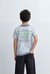Boy's Back Graphic T-Shirt Inspirational Typography Print Modern Text Layout Artwork Detail