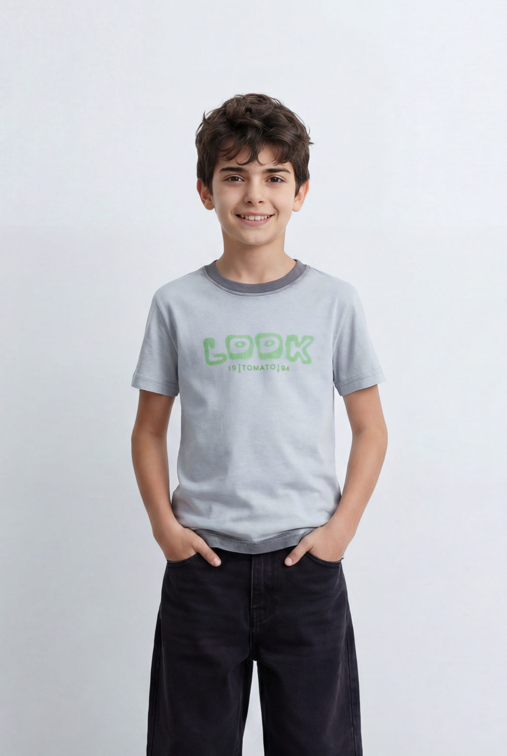 Boy's Back Graphic T-Shirt Inspirational Typography Print Modern Text Layout Artwork Detail