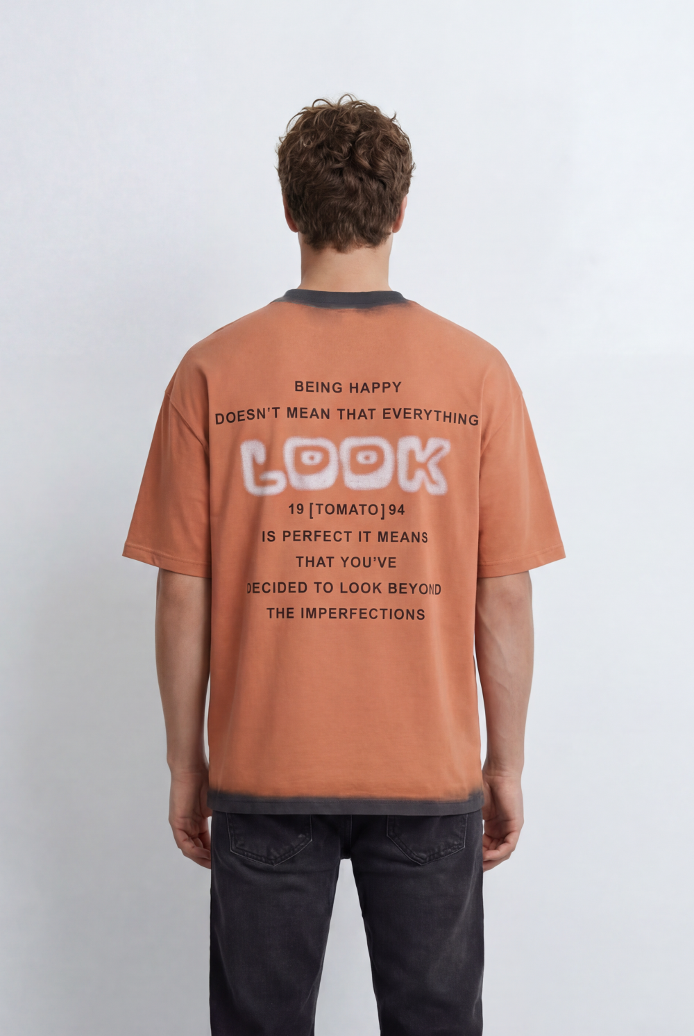 Men’s Tomato Store T-Shirt Shifts Focus To The Back With Large Typography Graphic