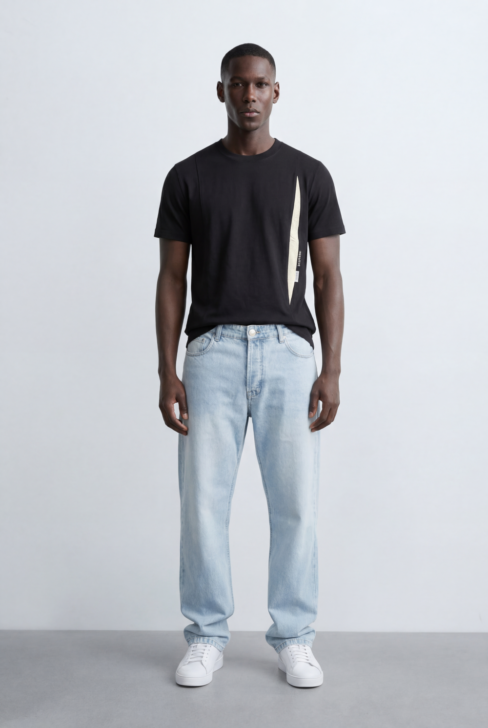 Men’s Tomato Store Vertical Contrast Panel Classic Crew Neckline Bold Design Details T-Shirt