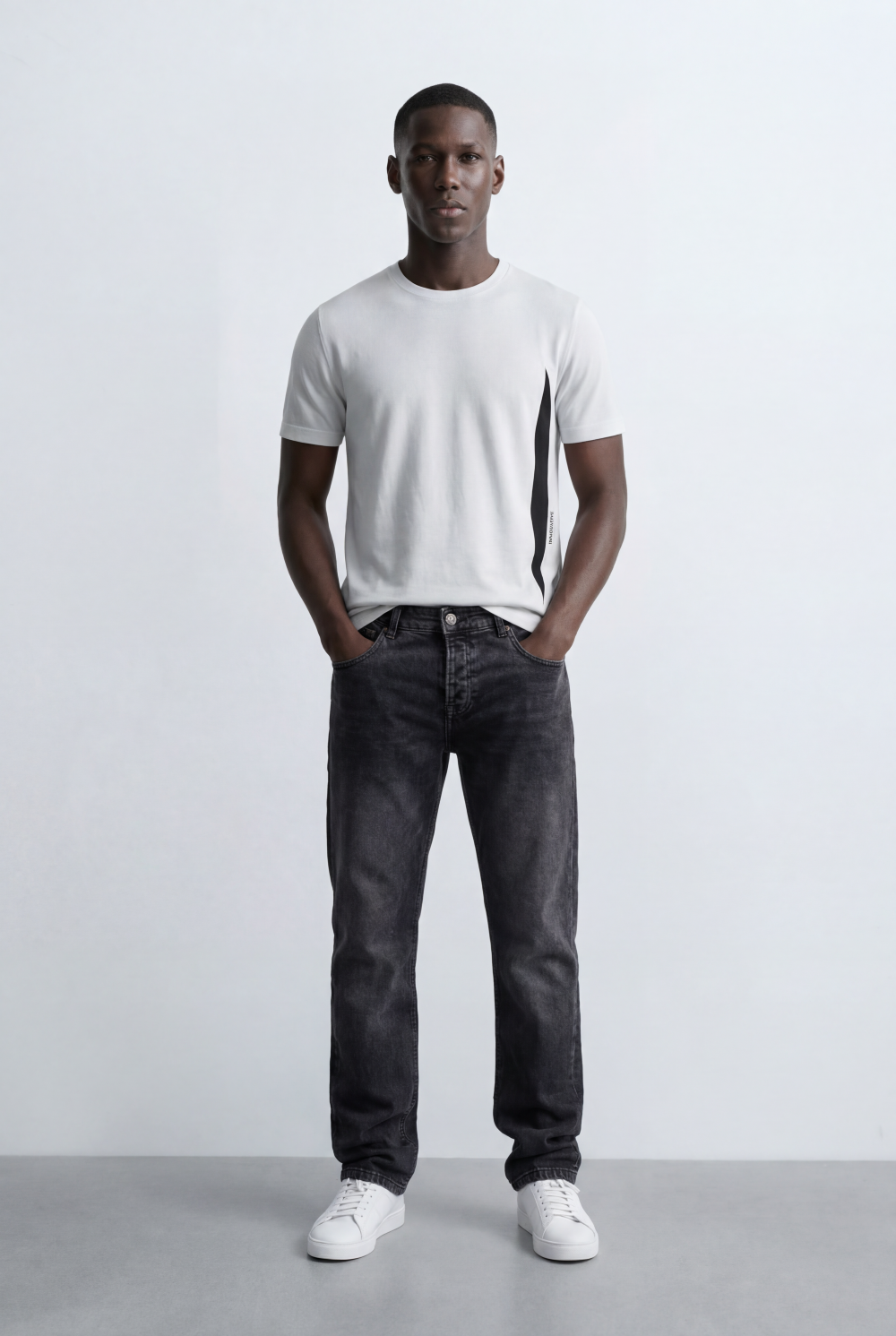 Men’s Tomato Store Vertical Contrast Panel Classic Crew Neckline Bold Design Details T-Shirt