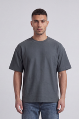 Men’s Tomato Store Graphite Scar T Shirt A Plain Body Broken With Tonal Scratch Mark Texture Scattered Front Detail Wide Relaxed Fit