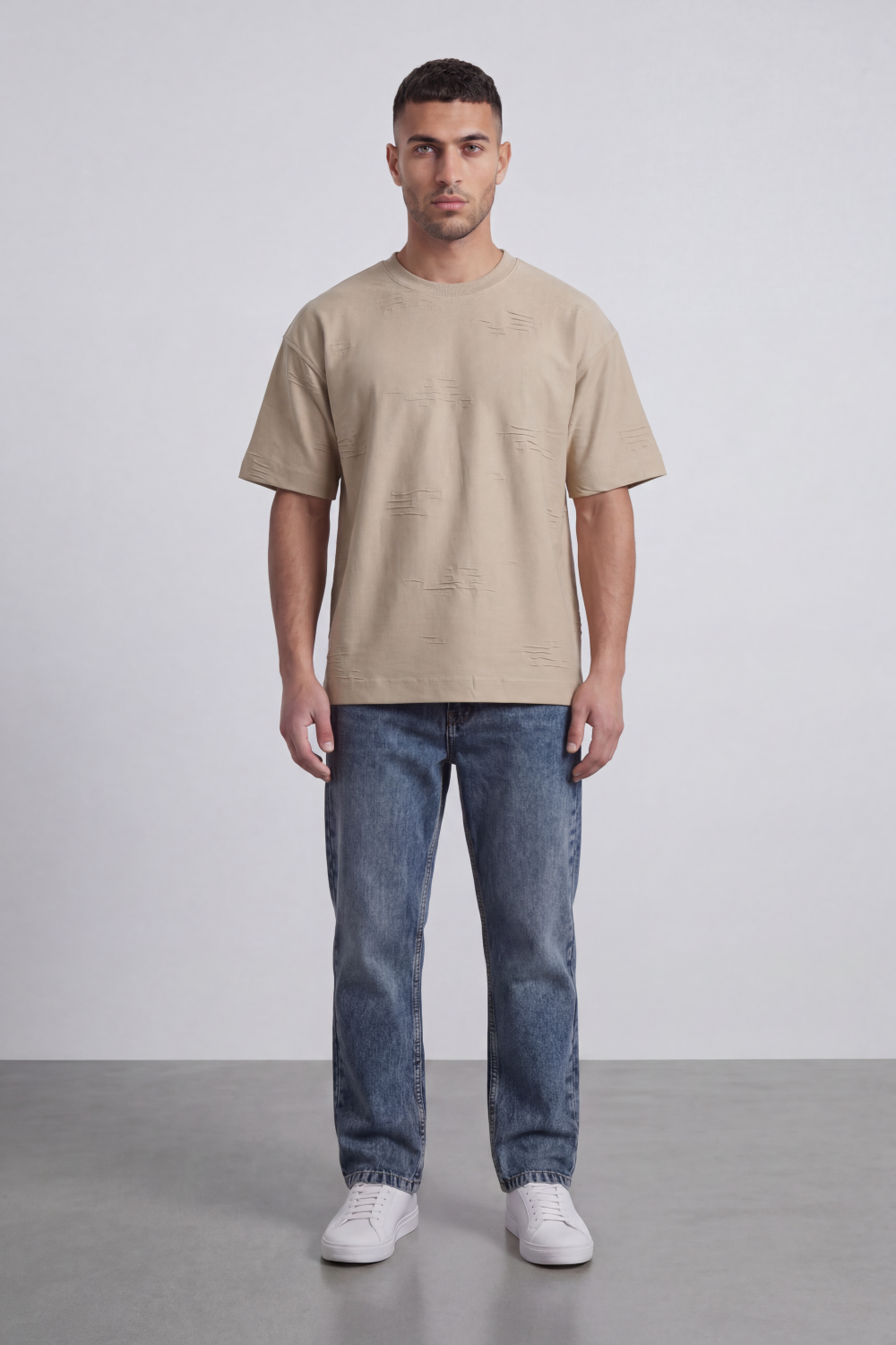 Men’s Tomato Store Graphite Scar T Shirt A Plain Body Broken With Tonal Scratch Mark Texture Scattered Front Detail Wide Relaxed Fit
