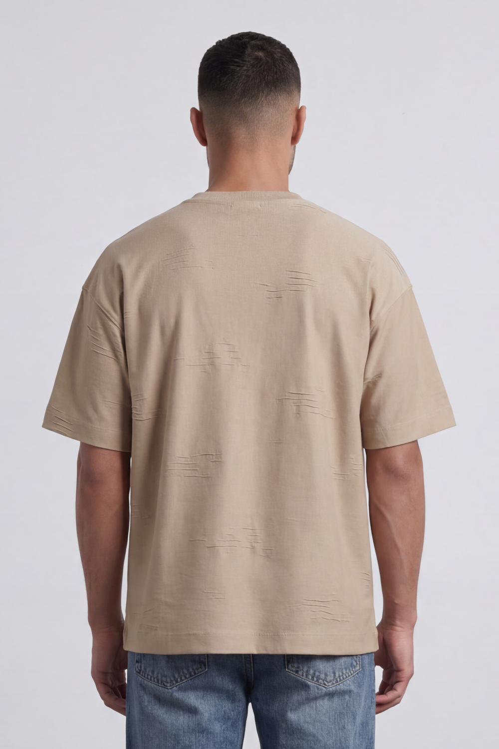 Men’s Tomato Store Graphite Scar T Shirt A Plain Body Broken With Tonal Scratch Mark Texture Scattered Front Detail Wide Relaxed Fit