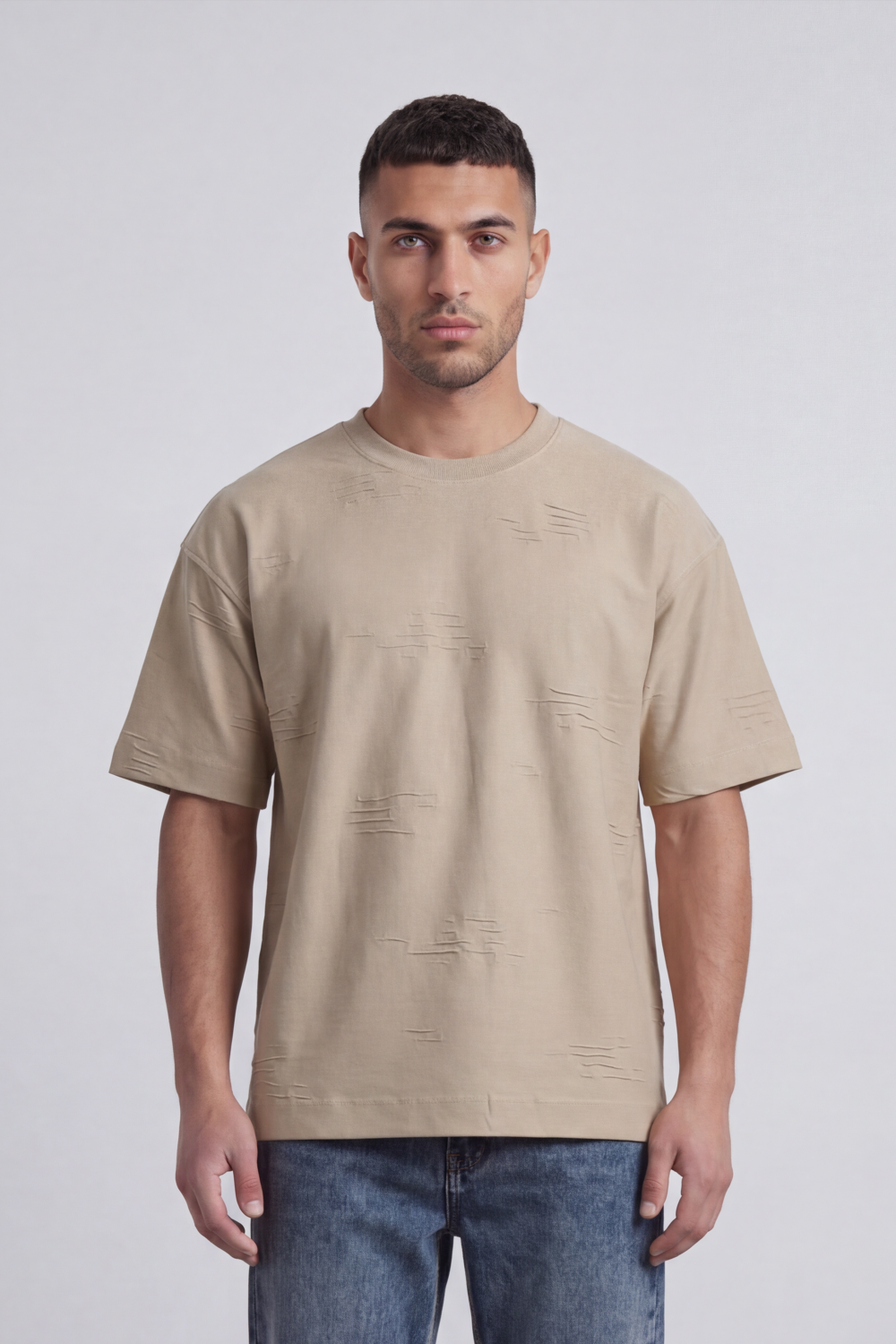 Men’s Tomato Store Graphite Scar T Shirt A Plain Body Broken With Tonal Scratch Mark Texture Scattered Front Detail Wide Relaxed Fit