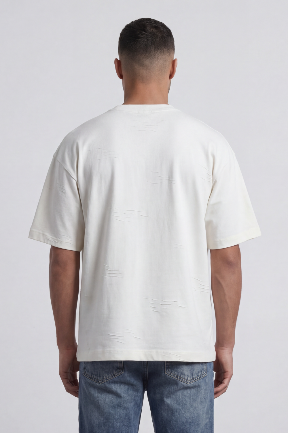 Men’s Tomato Store Graphite Scar T Shirt A Plain Body Broken With Tonal Scratch Mark Texture Scattered Front Detail Wide Relaxed Fit