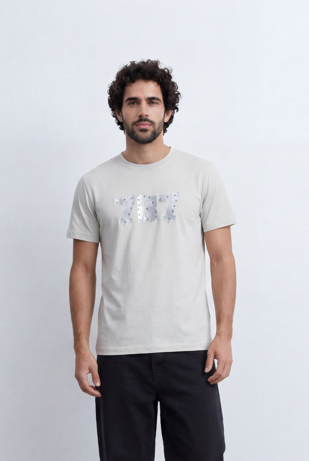 Men’s Tomato Store Numeric Graphic T-Shirt Raised Number Front Artwork Textured Patch Detail