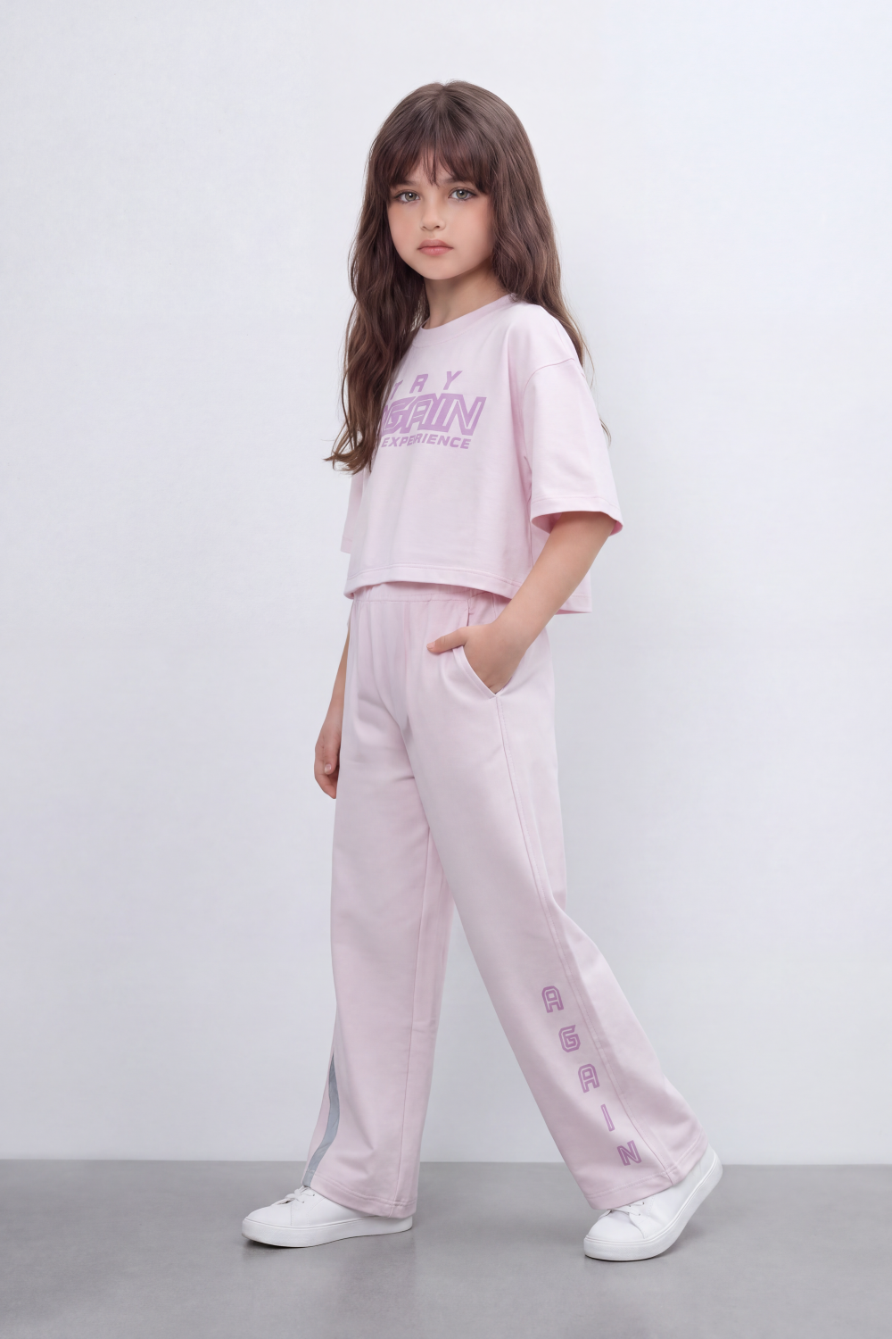 Girl's Tomato Store Summer Melton Co-Ord Set Bold Sport Typography Side Stripe Detail Open Back Slogan Tie Waist Finish Oversize Outfit