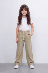 Girl's Tomato Store Lightweight Woven Reguler Fit Pants Contrast Piping Detail